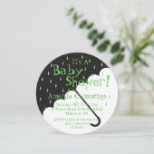 Schattigee paraplu Baby shower uitnodiging | Rond (Staand voorkant)