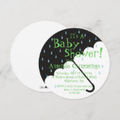 Schattigee paraplu Baby shower uitnodiging | Rond (Voorkant / Achterkant)