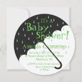 Schattigee paraplu Baby shower uitnodiging | Rond (Voorkant)