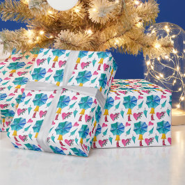 Schattigee paraplu bloemen meisje Waterverf Cadeaupapier