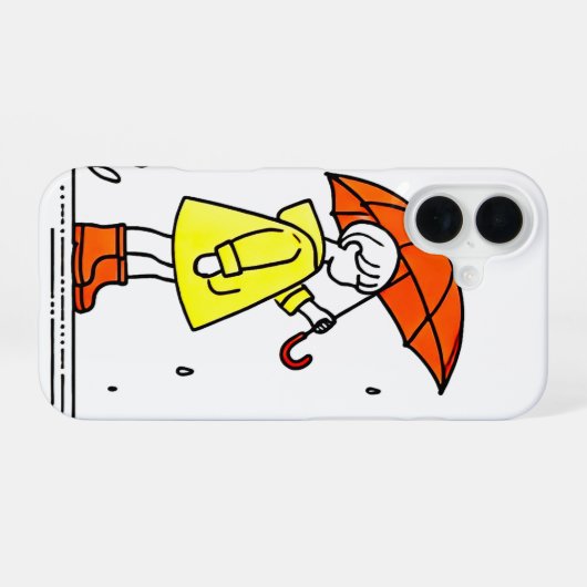 Schattigee paraplu meisje iPhone Case 🌧️✨ 16 Hoesje (Achterkant horizontaal)