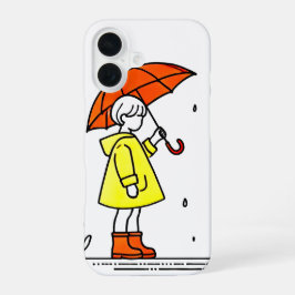 Schattigee paraplu meisje iPhone Case 🌧️✨ 16 Hoesje