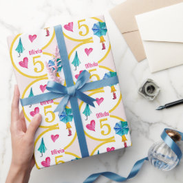 Schattigee paraplu meisje Waterverf illustratie Cadeaupapier