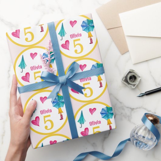 Schattigee paraplu meisje Waterverf illustratie Cadeaupapier (Geschenken)