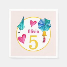 Schattigee paraplu meisje Waterverf illustratie Servet