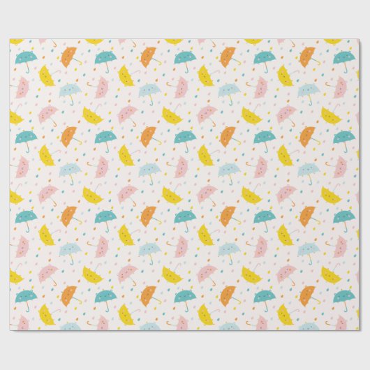 Schattigee paraplu's en regendruppels cadeaupapier (Vlak)