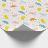 Schattigee paraplu's en regendruppels cadeaupapier (Hoek)