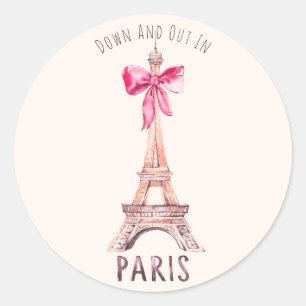 Schattigee Paris/Eiffeltoren "Down & Out" Ronde Sticker