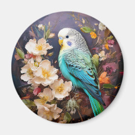 Schattigee parkiet en bloemen magneet