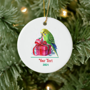 Schattigee parkiet en kerstcadeau keramisch ornament