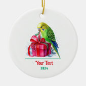 Schattigee parkiet en kerstcadeau keramisch ornament (Voorkant)