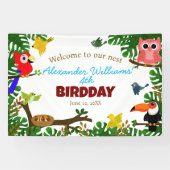 Schattigee Parrot Toucan Uil Zomervogels Verjaarda Spandoek (Horizontaal)