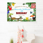 Schattigee Parrot Toucan Uil Zomervogels Verjaarda Spandoek (Insitu)