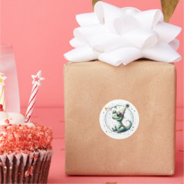 Schattigee Partij Pet Dinosaurus Verjaardag gunst  Ronde Sticker