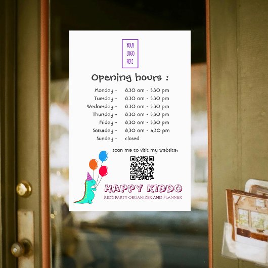 Schattigee Partij Trex met Ballons Kind Party Plan Raamsticker