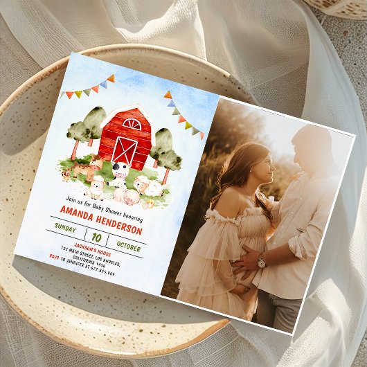 Schattigee Partij voor het Baby shower van Landbou Kaart