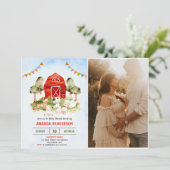 Schattigee Partij voor het Baby shower van Landbou Kaart (Staand voorkant)