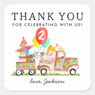 Schattigee Party Dieren Vrachtwagenschuur Kinder B Vierkante Sticker