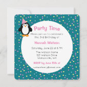 Schattigee Party Pinguïn Verjaardagsfeestuitnodigi Kaart (Voorkant)