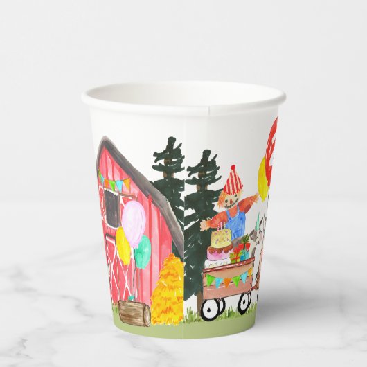 Schattigee Party Schuur Dieren Vrachtwagen Kinder  Papieren Bekers (Rechts)