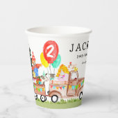 Schattigee Party Schuur Dieren Vrachtwagen Kinder Papieren Bekers (Voorkant)