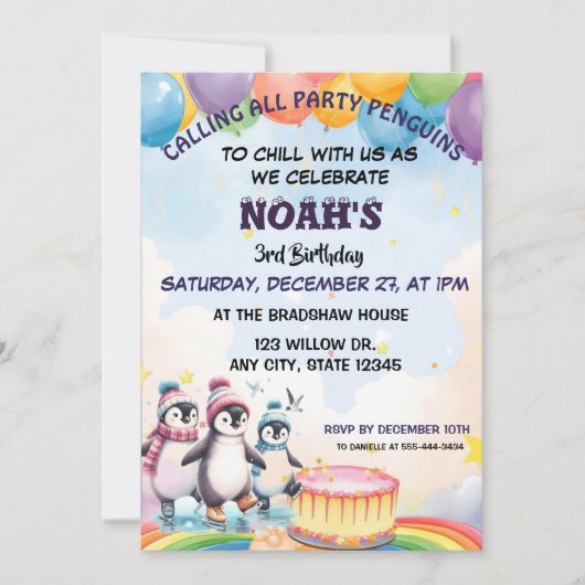 Schattigee Party Verjaardags Jongen Waterverf Ping Kaart (Voorkant)