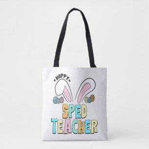 Schattigee Pasen Hoppy Speed Teacher Bunny Ears Tote Bag