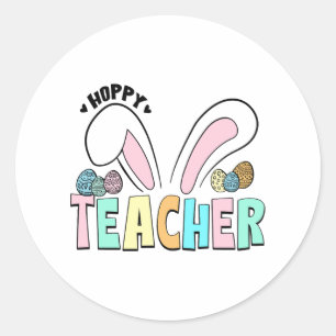 Schattigee Pasen Hoppy Teacher Bunny Ears Ronde Sticker