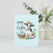 Schattigee Pasen koe tekst toevoegen Briefkaart (Staand voorkant)