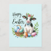 Schattigee Pasen koe tekst toevoegen Briefkaart (Voorkant)