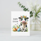 Schattigee Pasen koe tekst toevoegen Briefkaart (Staand voorkant)