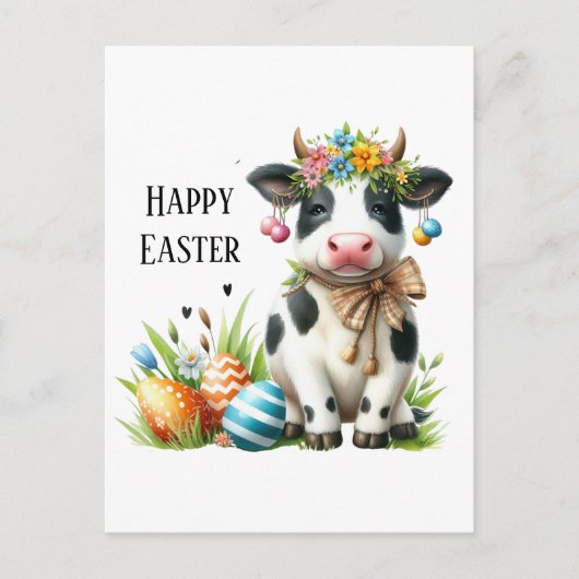 Schattigee Pasen koe tekst toevoegen Briefkaart (Voorkant)