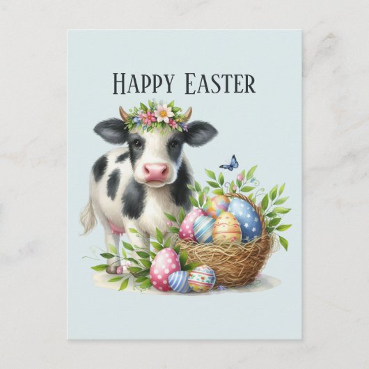Schattigee Pasen koe tekst toevoegen Briefkaart (Voorkant)