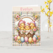 Schattigee Pasen Voeg de naam van het kind toe Kle Kaart (Gele Bloem)