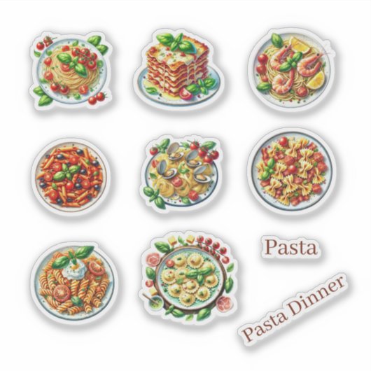 Schattigee pasta dinerliefhebbers sticker (Voorkant)