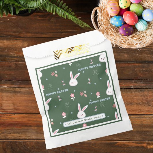 Schattigee pasta groene kleur paashaas bloemen bedankzakje