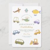 Schattigee Pastel auto vrachtwagen vliegtuigraket  Kaart (Voorkant)