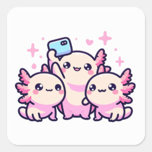 Schattigee pastel Axolotl Nieuw ontwerp Vierkante Sticker