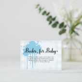 Schattigee Pastel Baby Blue Gingham Baby shower Informatiekaartje (Staand voorkant)