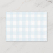 Schattigee Pastel Baby Blue Gingham Baby shower Informatiekaartje (Achterkant)