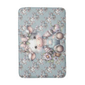Schattigee Pastel Baby Koe in Overalls met Bloemen Badmat (Voorkant Verticaal)