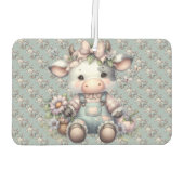 Schattigee Pastel Baby Koe in Overalls met Bloemen Luchtverfrisser (Achterkant)