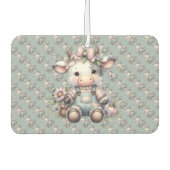 Schattigee Pastel Baby Koe in Overalls met Bloemen Luchtverfrisser (Voorkant)