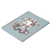 Schattigee Pastel Baby Koe in Overalls met Bloemen Notitieboek (Linkerzijde)