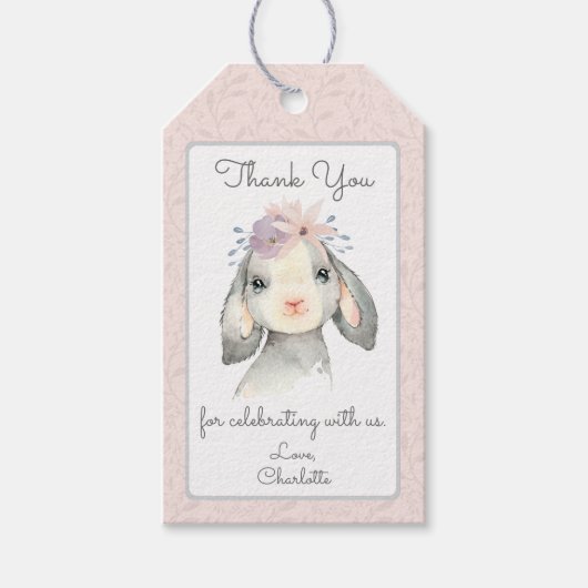 Schattigee Pastel Baby Lamb Dank u Cadeaulabel (Voorkant)