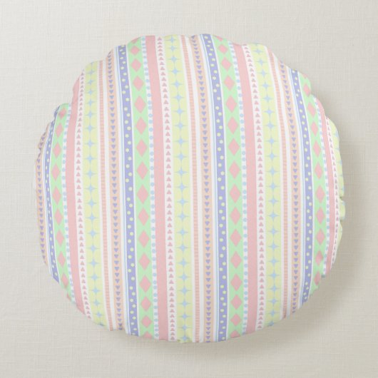 Schattigee pastel Baby Print Rond Kussen (Voorkant)