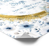 Schattigee pastel blauw boho waterverf bloemen op  poster (Hoek)