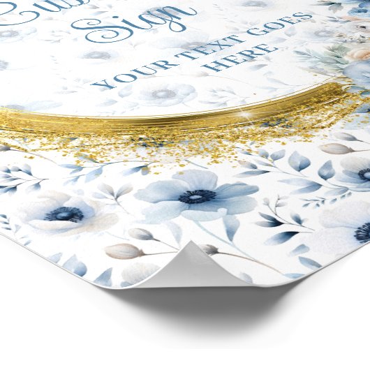 Schattigee pastel blauw boho waterverf bloemen op  poster (Hoek)