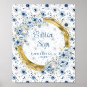 Schattigee pastel blauw boho waterverf bloemen op  poster (Voorkant)