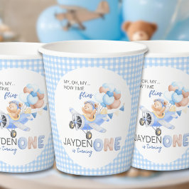 Schattigee pastel blauw bruin Baby Beer draaien ee Papieren Bekers